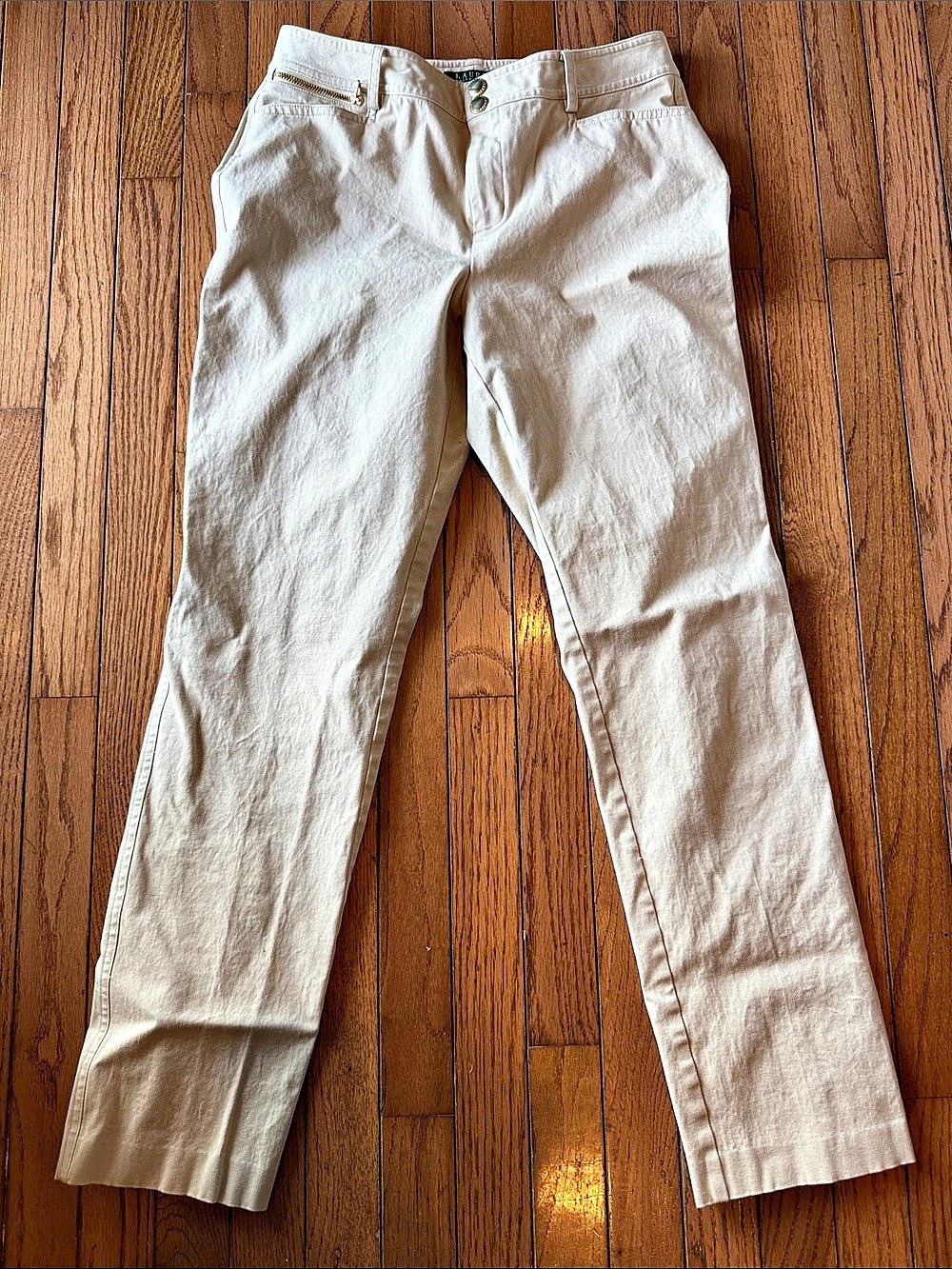 Lauren Ralph Lauren Straight Leg Cotton Pants in Cream Size 6
